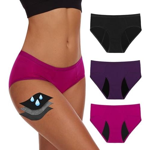 Period Underwear For Women, Leak-Proof Hipster, Brief, Heavy Flow, 3 Pack