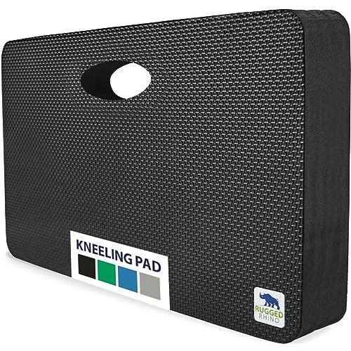 Rugged Rhino Heavy Duty Foam Patent Pending Kneeling Pad, Comfortable Thick Garden Knee Pads Resists Water, Durable and Shock Absorbent, Gardening, Mechanic Tools, Bathing Baby, Onyx Black