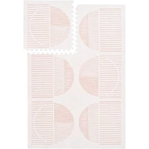 Premium Exercise & Baby Foam Play Mats - Stylish & Large Non-Toxic Odorless Floor Mat - 6 Tiles - Spacious 6ft x 4ft - Peel-Resistant Reinforced - Soft Thick, Waterproof - Cream Pink