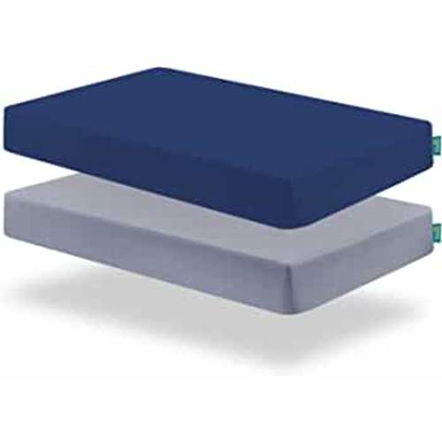 Biloban Crib Sheets for Boys, Fitted Crib Sheet for Standard Crib Mattress, 2 Pack Neutral Toddler Sheets for Boys, Microfiber, Grey & Navy