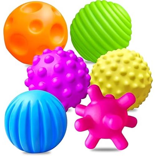 6 Pack Sensory Balls for Toddlers 1-3, Sensory Baby Toys 6-12 Months, Infant Squeeze Sensory Toys Soft Multi Ball Set Gifts with Bright Color Textured