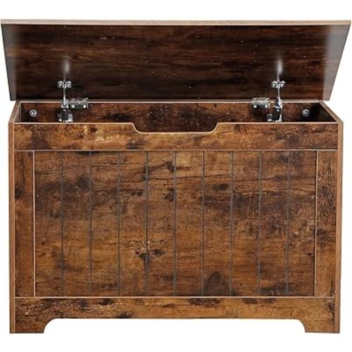 30 Inch Wooden Storage Chest, Storage Trunk w/2 Safety Hinges, Storage Bench, Modern Lift Top Chest Box Organizer, Rustic Brown (30 L x 15.7 W x19 H Inch)
