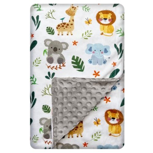 Baby Blanket for Boys Girls Double Layer Soft Plush Minky Blanket with Dotted Backing, Toddler Baby Newborn Blanket Shower Gifts (Cute Animal, 30 X 40 inches)