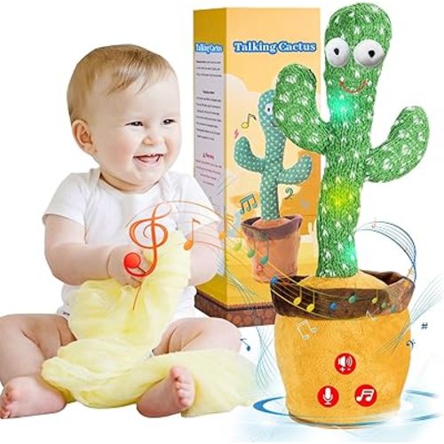 Dancing Talking Cactus Baby Toys Boy Girl Gifts, Singing Mimicking Recording Toys Repeats What You Say, Comes with 120 English Songs Singing Talking Musical Toy