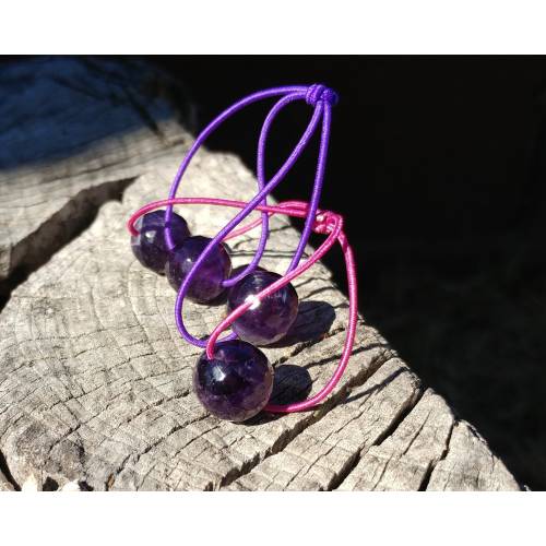 Gemstone Ponytail Bobbles | 12mm Faceted Amethyst Knockers | Yoga Meditation Hair Ties
