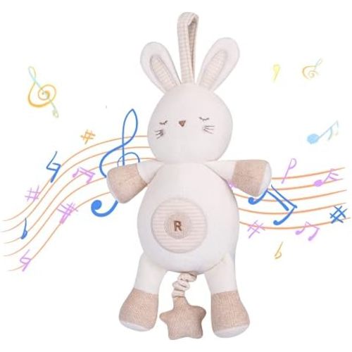 COTTONEBEBE Organic Baby Toys, Stuffed Animal Toy with Lullaby Music for Infant Babies 0 3 6 12 to 36 Months Boy & Girl,Ideal Gift for Newborn (Mr.Bear, Cotton)