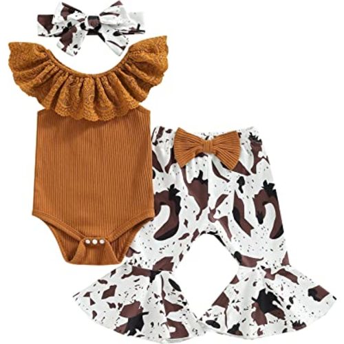 CIYCUIT Baby Girl Clothes 0 3 6 9 12 18 24 Months Newborn Romper Bell Bottoms Outfits
