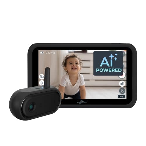 Tiny Traveler Ai Smart Wireless Baby Car Monitor - AI-Powered Safety Alerts: Cry/Laugh/Stand Detection, Virtual Fence, Long Range 1000ft Night Vision Lullabies Night Light