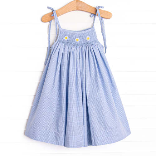Darling Daisies Smocked Dress, Blue – Stitchy Fish