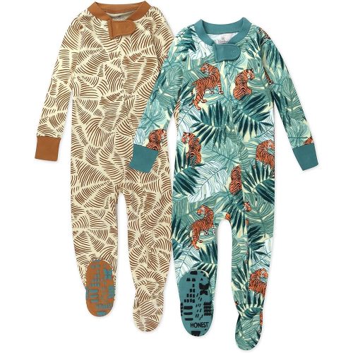 HonestBaby Non-Slip Footed Pajamas One-Piece Sleeper Jumpsuit Zip-Front 100% Organic Cotton PJs 100% for Baby Girls (LEGACY)