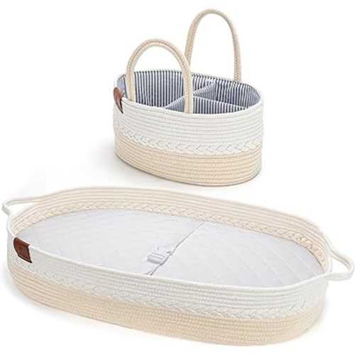 Baby Changing Basket for Baby Dresser, Moses Baskets for Newborn, Baby Moses Basket Changing Basket for Dresser, Changing Pad Basket Changing Table Basket, Diaper Caddy, Newborn Essentials Must Haves