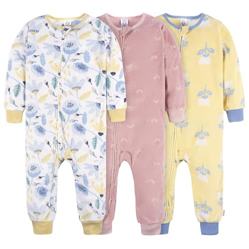 Gerber Baby Girls' Flame Resistant Fleece Footless Pajamas 3-Pack