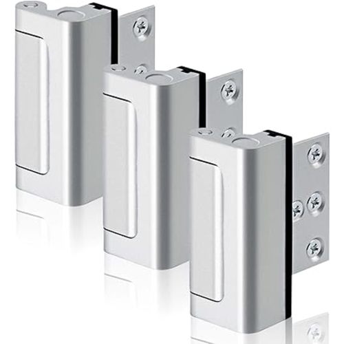 3PACK Home Security Door Reinforcement Lock Childproof, Add High Security to Home Prevent Unauthorized Entry, Aluminum Construction Finish, Silver