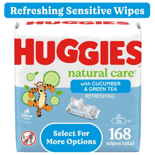 Huggies Natural Care Refreshing Baby Wipes, Scented, 3 Pack, 168 Total Ct (Select for More)