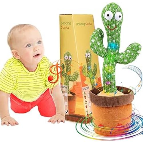 Emoin Dancing Cactus Baby Toys 6 to 12 Months, Talking Repeats What You Say Boy Toys, Mimicking Toy with LED English Sing 15 Second Voice Recorder Musical
