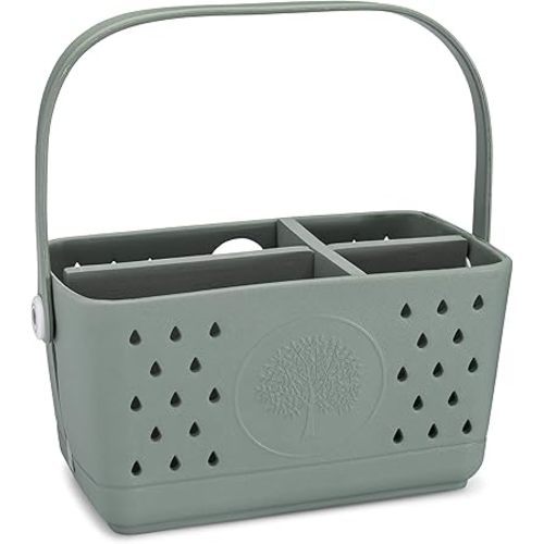 Parker Baby 3 Piece Bath Caddy & Insert | BPA Free & Food Grade Shower Caddy Organizer for Toys & Supplies | Quick-Dry, Sturdy & Perfect Size Shower Basket w/Handle in Neutral Colors