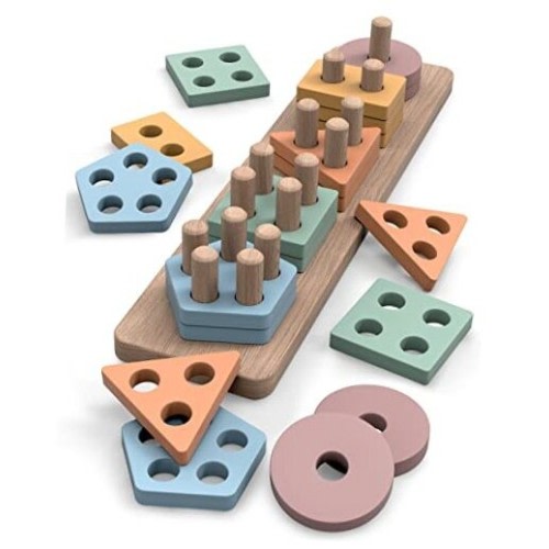Montessori Toys for 18+ Months Old - Toddlers Wooden Sorting and Style A