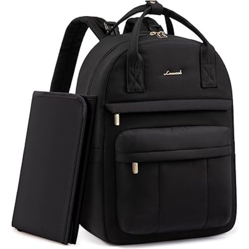 LOVEVOOK Puffer Diaper Bag Backpack, Lightweight 30L Baby Bag with Changing Pad, Large Diaper Backpack for Mom Dad with Stroller Buckles, Black