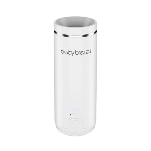 Baby Brezza Superfast Portable Bottle Warmer - White: Digital Display, Warms Evenly, Automatic Shut-Off, Battery Powered