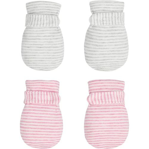 Newborn Baby No Scratch Mittens Stay On, 100% Cotton Breathable, Adjustable Infant Gloves for Baby Boys Girls Mittens