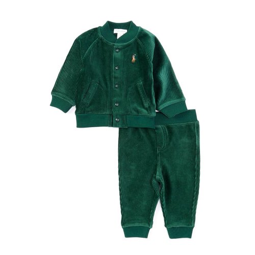 Ralph Lauren Baby Boys 3-24 Months Long-Sleeve Knit Baseball Jacket & Matching Jogger Pant Set