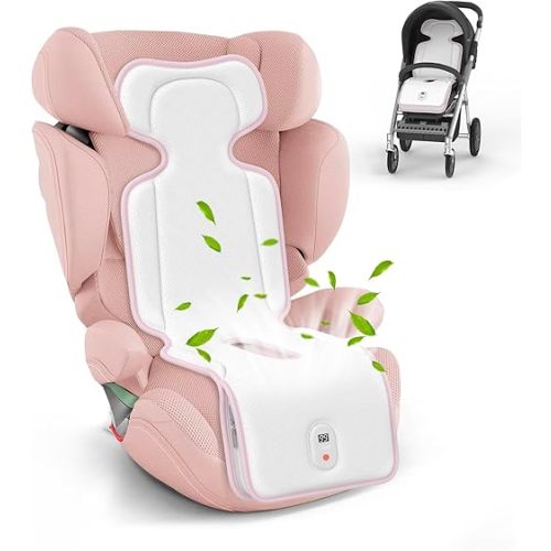 Baby Stroller Cooling Pad,Car Seat Cooler with 2 Built-in Blower Fan| 10h maxRuntime & 10000mAh Battery | 3-Speed Adjustable & Breathable 3D Mesh, Carseat Cushion,Baby Essentials in Summer