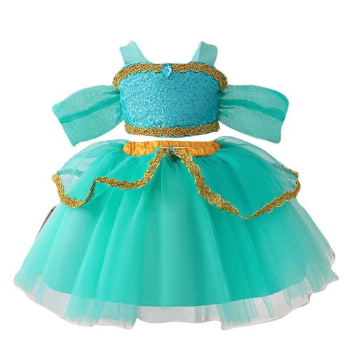 Mqatz Kids Jasmine Princess Gown Baby Birthday Dress Girls Green Clothes
