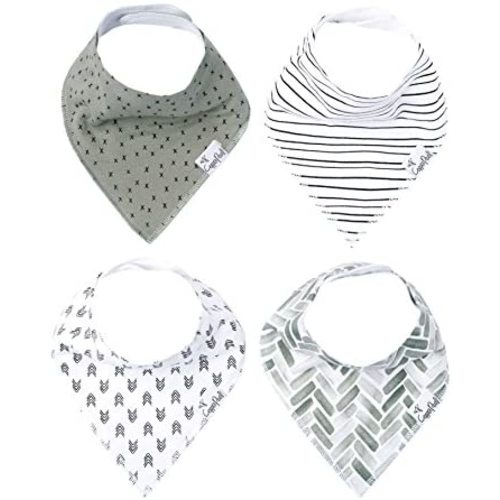 Baby Bandana Drool Bibs for Drooling and Teething 4 Pack Gift Set"Alta"by Copper Pearl, Soft Set of Cloth Bandana Bibs for Any Baby Girl or Boy, Cute Registry Ideas for Baby Shower Gifts