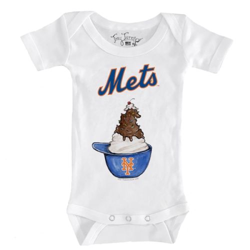 Infant New York Mets Tiny Turnip White Sundae Helmet Bodysuit