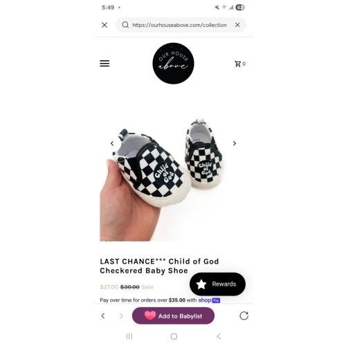 LAST CHANCE*** Child of God Checkered Baby Shoe – OUR HOUSE ABOVE