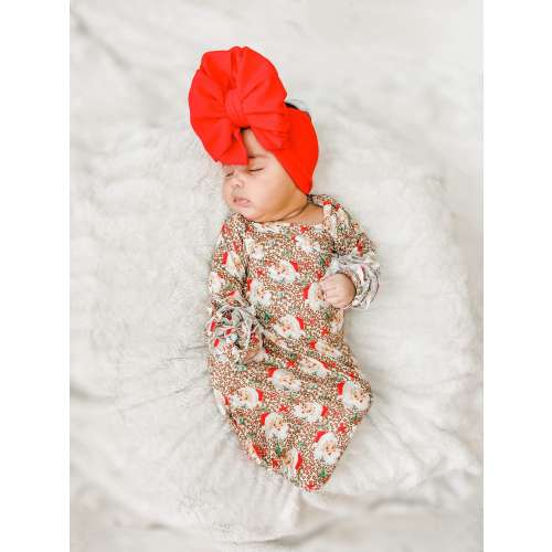 Baby gown, ruffle gown, leopard gown, going home outfit, baby shower gift, newborn gown, Santa gown, christmas gown, christmas baby outfit