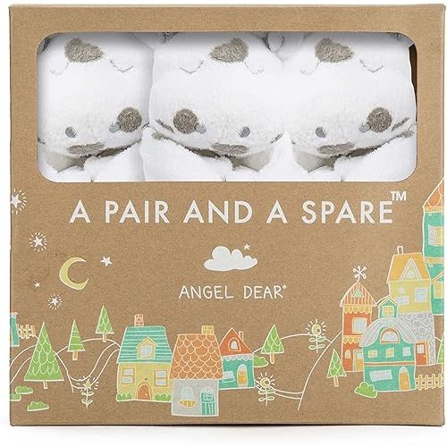 Angel Dear Pair and a Spare 3 Piece Blanket Set, White Cow with Grey Spots