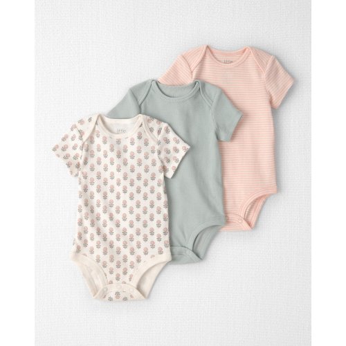 Baby Girl 3-Pack Organic Cotton Bodysuits in Floral Print - Little Planet | Carter's