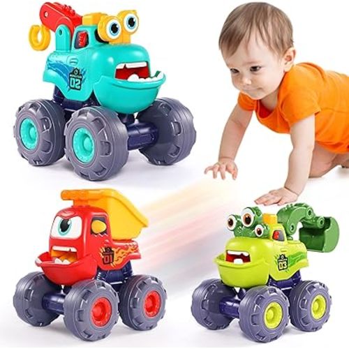 Monster Truck Toys for 1 2 3 Year Old Boy Birthday Gift, Outdoor Construction Toy Trucks Pull Back Cars for Toddlers 1-3, 1st Birthday Gifts 1 2 3 Year Old Boy Toys Baby Toddler Xmas Gifts Kids