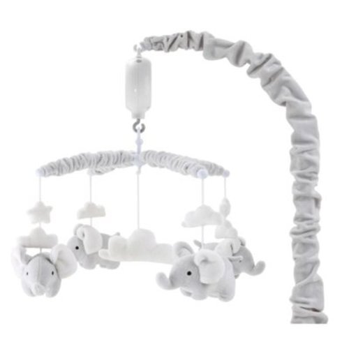 The Peanutshell Elephant Musical Mobile in Grey