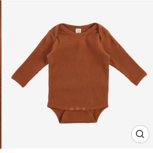 long sleeve lap neck bodysuit | brown sugar | organic cotton thermal