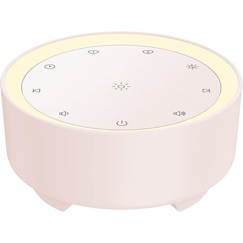 Kipcush Sound Machine & Night Light for Adults, Baby, Kids. White Noise Machine with 20 Soothing Sleep Sounds. Small Size & Portable Design for Bedroom, Office, Travel. Favorites Buttons, Timer（Pink）