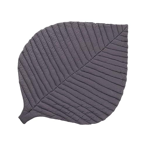 Toddlekind Cotton Leaf Nursery Rug 45 x 34 Machine Washable Baby Play Mat for Nursery Decor, Play Mat for Baby, Special Baby Floor Mat for Baby Gifts, Crawling Baby Mat for Tummy 0m+ (Charcoal/Black)