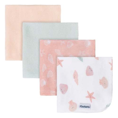 4-Pack Baby Girls She Sells Sea Shells Terry Washcloths