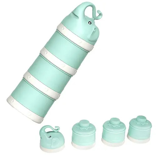 Baby Milk Powder Formula Dispenser, Stackable Formula Dispenser Container Mixie Bottle for Travel, Large Capacity Formula Holder and Snack Storage, Non-Spill, Powder Leakage Free, BPA Free (Green)