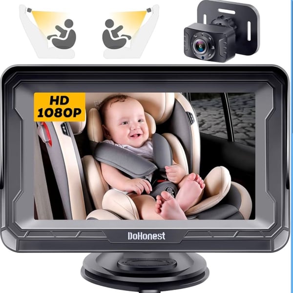 Car Camera DoHonest Baby HD 1080P - Rear-Facing Car Baby Monitor with Night Vision, Adjustable View Angle, Easy Setup, Anti-Glare Display, Safety for Kids & Infants
