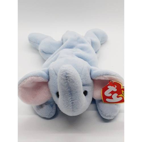TY Peanut the Light Blue Elephant Beanie Baby - NEW with 4th generation tag & PVC Pellets