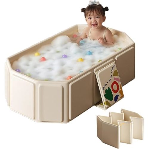 Toddler Bath Tub for Shower, Portable Baby Bathtub, Foldable Kids Bathtub – Portable, Travel & Shower Ready, Easy to Clean, Sturdy & Thick, Fits Ages 1-3