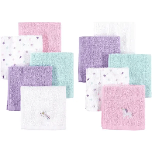 Hudson Baby Unisex Baby Super Soft Cotton Washcloths, Unicorn, One Size
