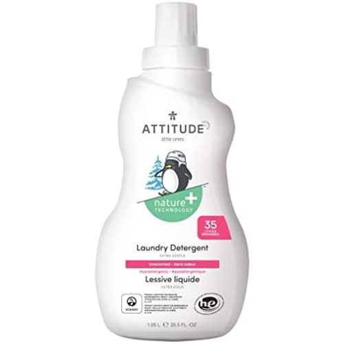 ATTITUDE Laundry Detergent for Baby Clothes, Plant and Mineral-Based Formula, He, Vegan and Cruelty-free Washing Machine and Household Products, Hypoallergenic, Unscented, 35 Loads, 35.5 Fl Oz