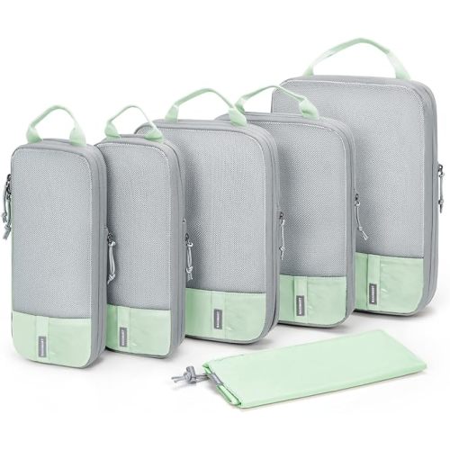BAGSMART 6 Set Compression Packing Cubes - Lightweight Travel Essentials, Durable Luggage Organizer