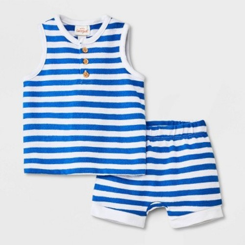 Baby Boys' Henley Tank Top & Bottom Set - Cat & Jack™ Blue 6-9M