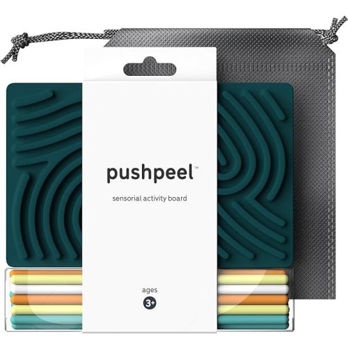Pushpeel Sensory Activity Board: Silicone Fidget Toy for Calming, Stress, Anxiety, ADHD & Autism | Silent, No Mess | Kids 3+ & Adults | Includes Portable Travel Bag & 11 Strings