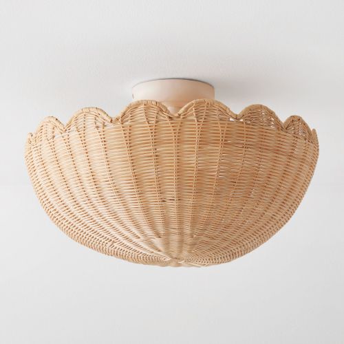 Rattan Bubble Flush Mount in Natural