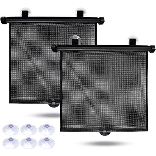EcoNour Car Window Shades for Baby (2 Pack) - Upgraded | Car Shades for Side Window | Comes with Enhanced Suction Cups & Large Clips for Durability | Baby Car Accessories (15" x 17")